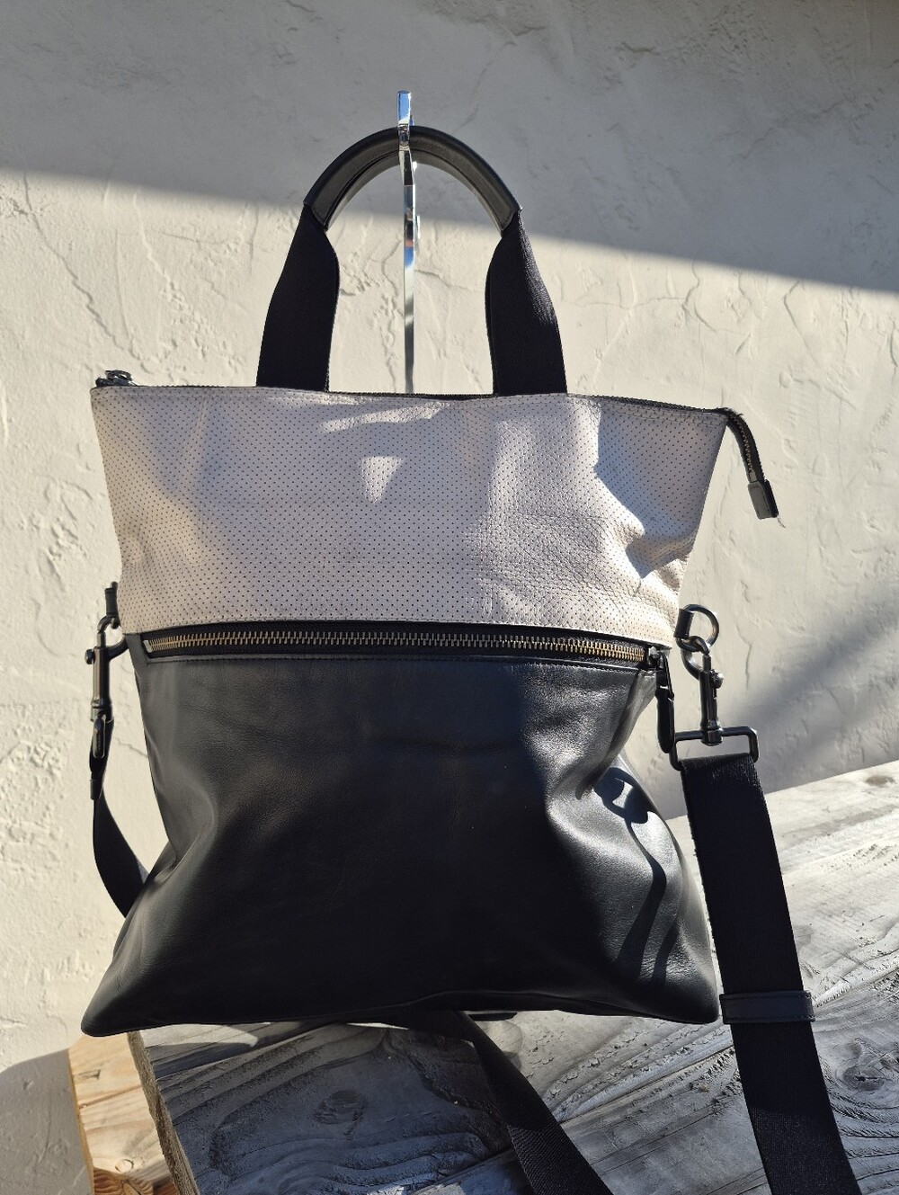 Coach Charles Perforated Leather Fold-Over Tote Bag - Picture 5 of 10